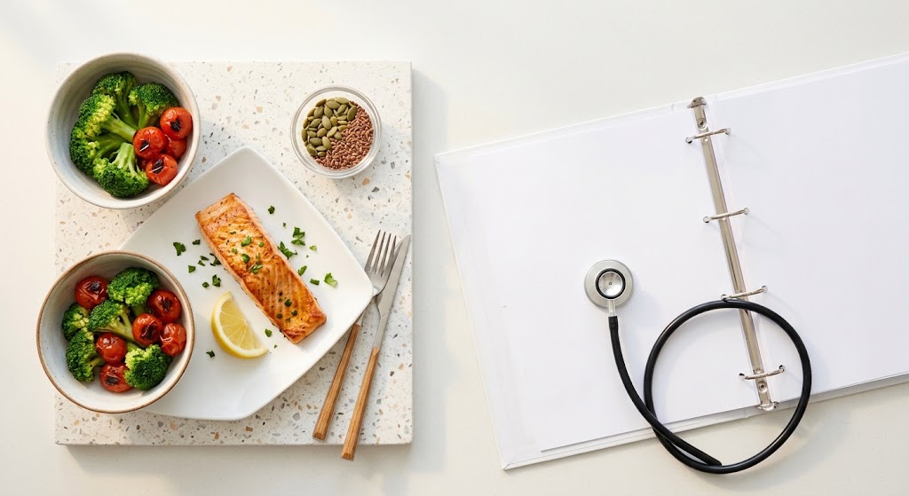 رژیم غذایی سالم برای حفظ سلامت پروستات و پیشگیری از سرطان پروستات شامل گوجه‌فرنگی و بروکلی